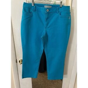 Chicos Platinum Denim Capri Jeans ~ Ultimate Fit ~ Turquoise Size 2.5/14